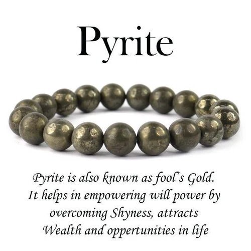 Natural Peru Pyrite Bracelet 8 Mm Healing Money Magnet - Artificial Stone Type: Solid Surface