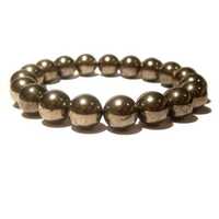 Pyrite Healing Bracelet 8mm - High Hardness Pyrite & Bronze Beads | Round Shape, Elegant Design for Everyday Wear