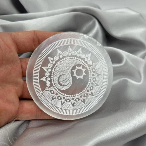 Reaki Hialing Product Selenite Plate - Crystal Material, Standard Size | Elegant Design With Natural Healing Properties