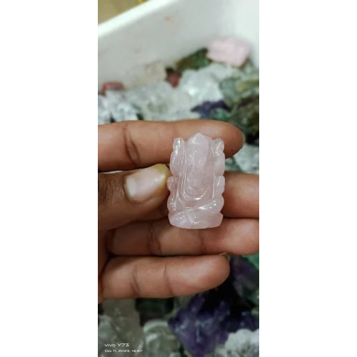 Gemstone Ganesh Ji Murti 2inch - Solid Surface Artificial Stone, 2 Inch, Mehroon Color , Polished Glossy Finish For Home & Office Decor