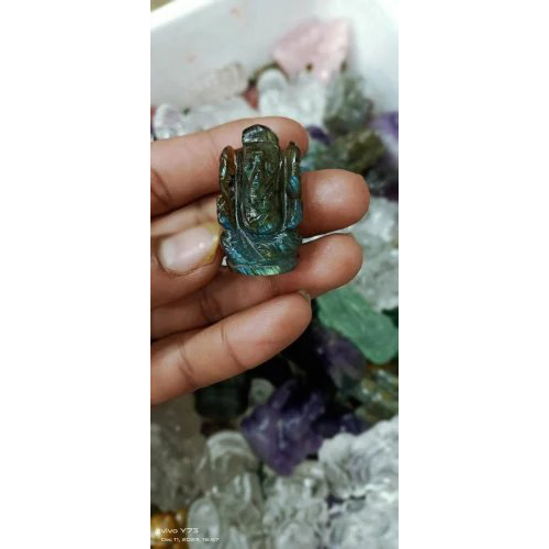 Gemstone Ganesh Ji Murti 2inch - Solid Surface Artificial Stone, 2 Inch, Mehroon Color , Polished Glossy Finish For Home & Office Decor