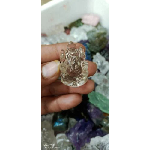 Gemstone Ganesh Ji Murti 2inch - Solid Surface Artificial Stone, 2 Inch, Mehroon Color , Polished Glossy Finish For Home & Office Decor