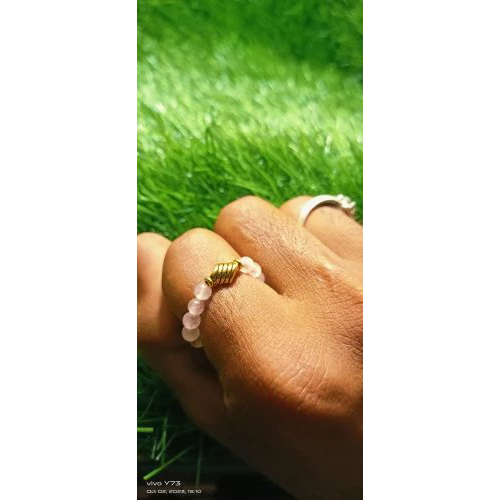 New Ring 4mm Round Beats - Polished Design, 4mm Size With Green & Blue Solid Surface Artificial Stones, 1mm Thickness