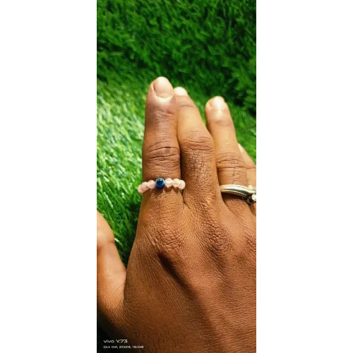 New Ring 4mm Round Beats - Polished Design, 4mm Size With Green & Blue Solid Surface Artificial Stones, 1mm Thickness