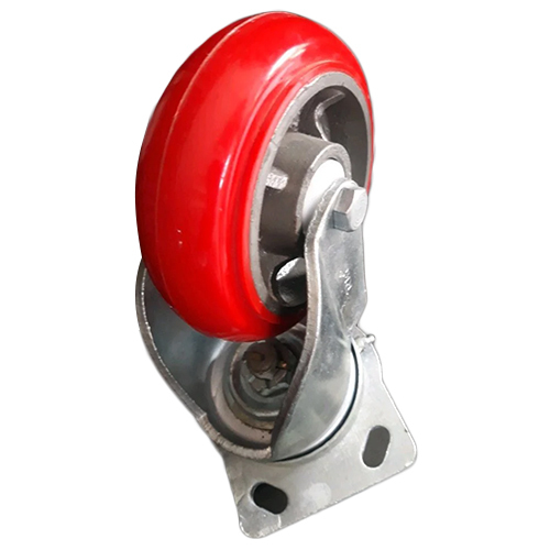 Red Castor Wheel - Iron, Different Sizes Available, Striking Red Color, Polished Finish, Ideal for Heavy-Duty Industrial Use