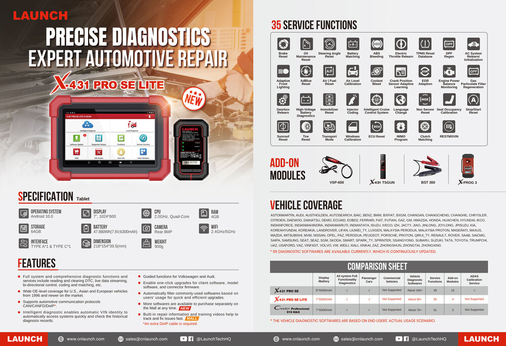 Engine Scanner Launch X-431 PRO SE LITE