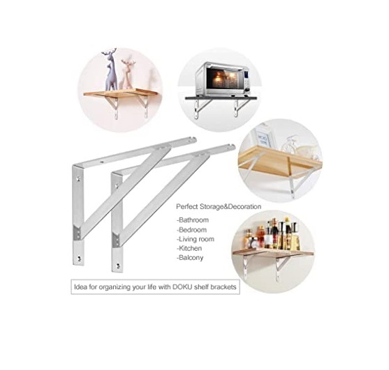 2pack 12inch Triangle Bracket Shelf Bracket, Max Load 400 Lb Heavy Duty Stainless Steel Right Angle Bracket - Size: 12 Inch