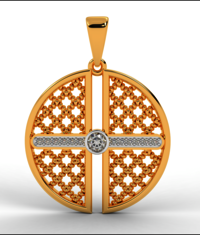 Intricate Lattice Design  Diamond Pendant in 18K Solid Gold, Pendant For Women, Anniversary Gift, Handmade Diamond Jewelry, Valentine Gift For Her