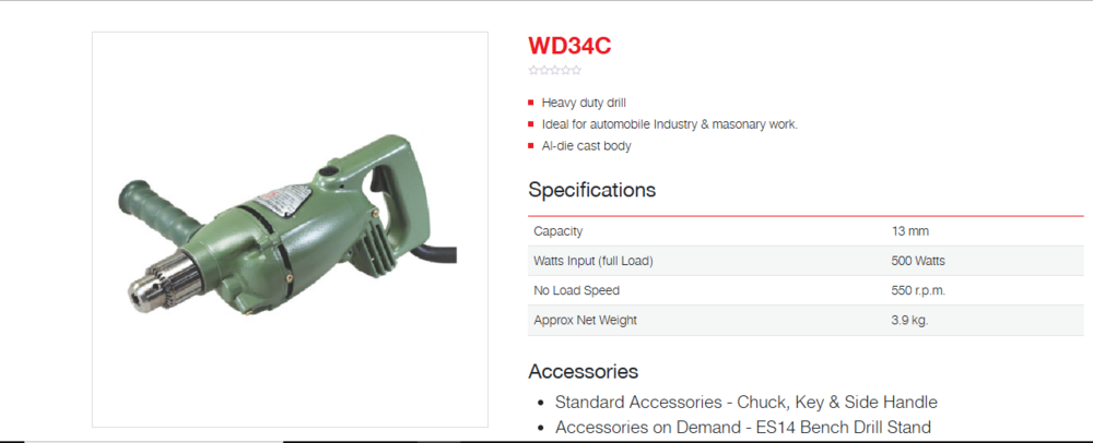 Ralli Wolf Heavy Duty Drill (WD2C 6mm, WD3C 10mm, WD34C 13mm)