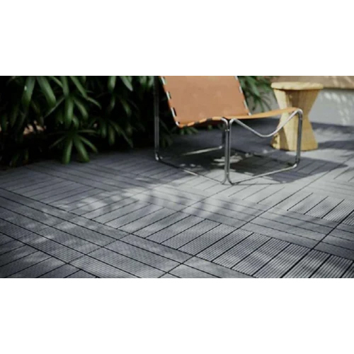 Dark Gray Wpc Deck Tiles - Feature: Anti-Slip