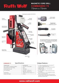 Ralli Wolf ENOVA 40 MAGNETIC CORE DRILL ,COMMANDO 75 (75mm x 75mm)