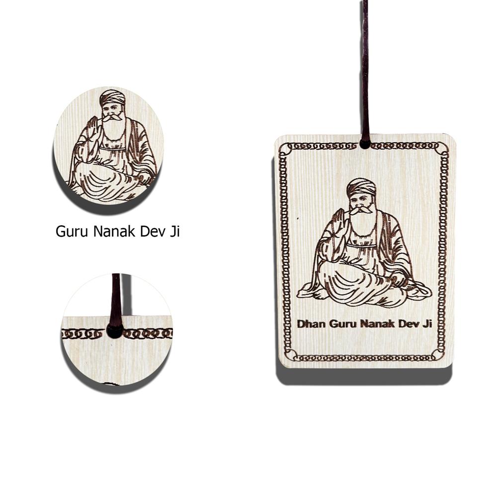 Dhan Guru Nanak Dev Ji Punjabi Sikh Car Hanging Dual Sided Printed Car&Home Car Hanging Ornament
