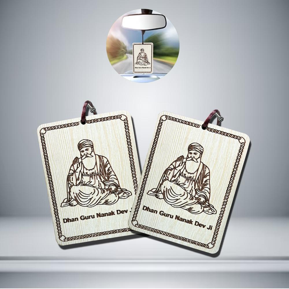 Dhan Guru Nanak Dev Ji Punjabi Sikh Car Hanging Dual Sided Printed Car&Home Car Hanging Ornament