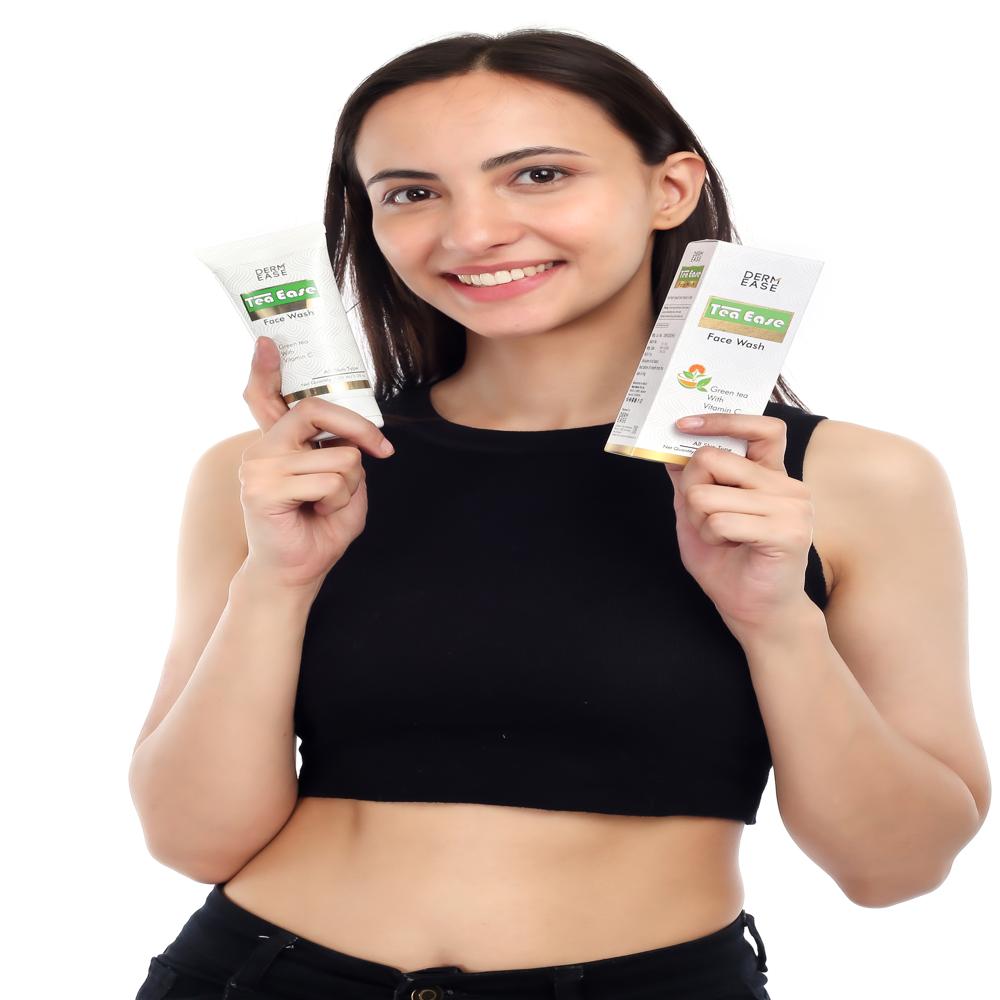 Tea Ease Face Wash - Cream Form, White Color | Enriched With Tea Tree, Hyaluronic Acid, Green Tea, Cucumber Extract, Ethyl Ascorbic Acid