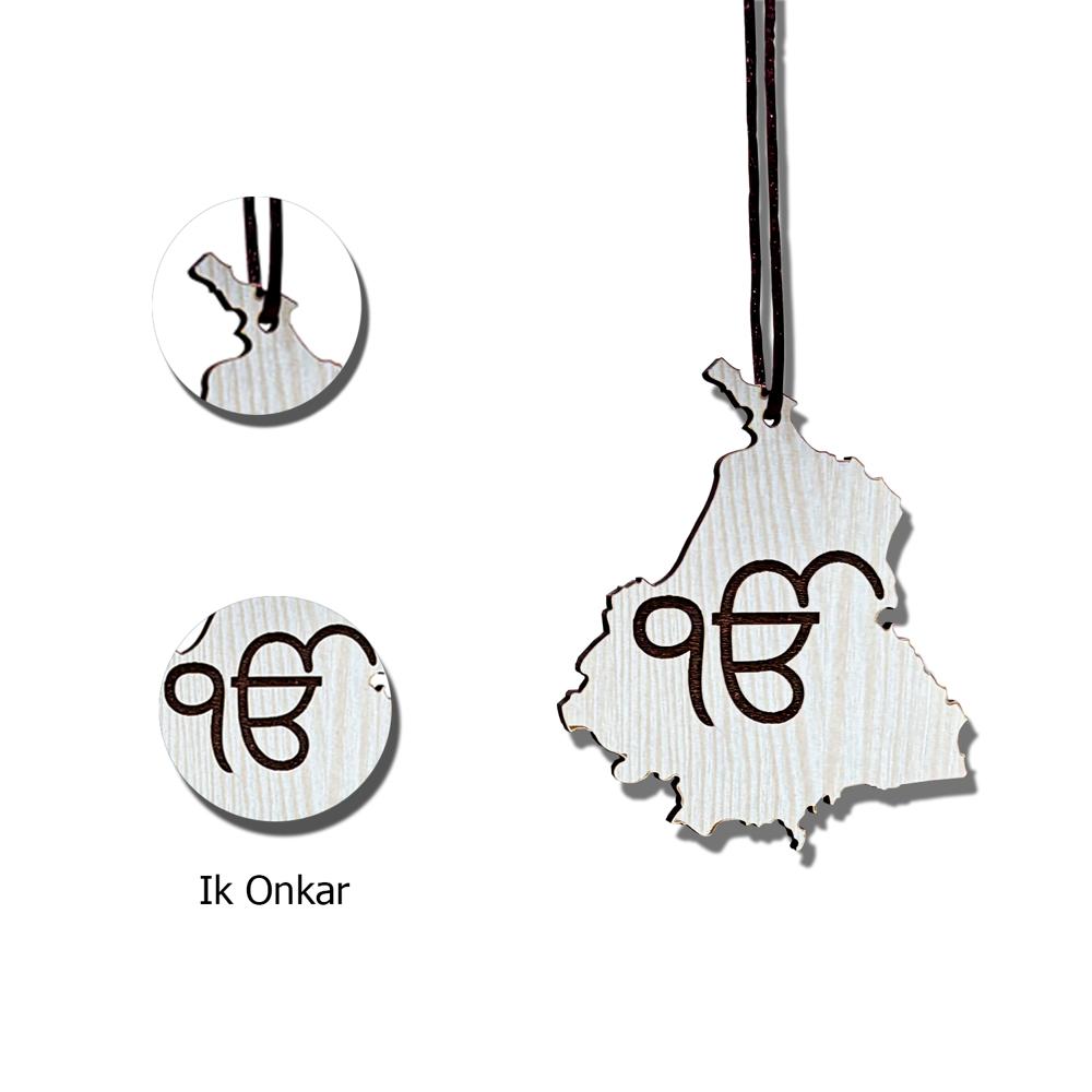 Print Ginnie Ik Onkar Punjabi Sikh Car Hanging Dual Sided Printed Car&Home Hanging MDF Car Hanging Ornament  (Pack of 1)