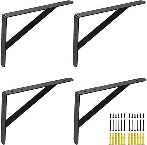 20 Inch, Heavy Duty Black Shelf Bracket, Wall Mounted Shelving Brackets