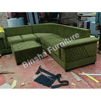 Stylish L Shape Designer Sofa Set - Color: Green