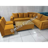 Fabric L Shape Sofa Set - Color: Brown