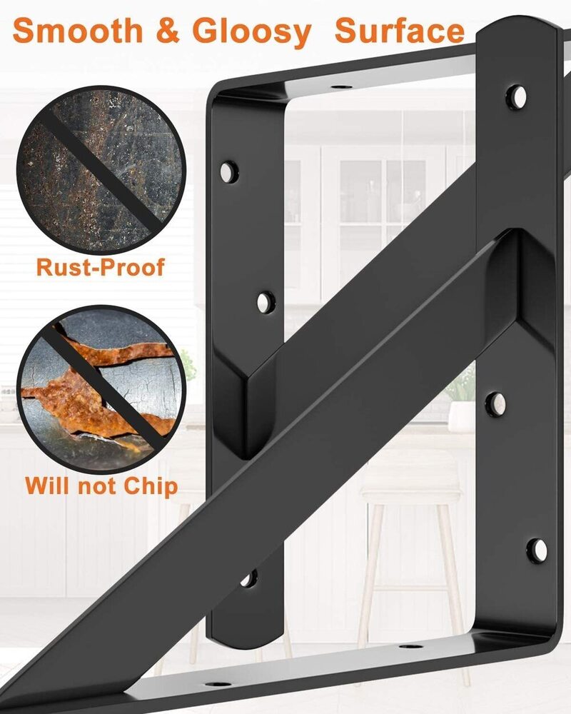 Heavy Duty Shelf Bracket - 9 Inch, 12-pack | Wall Mount L Bracket For Floating Shelves, 90 Degree Triangle Design