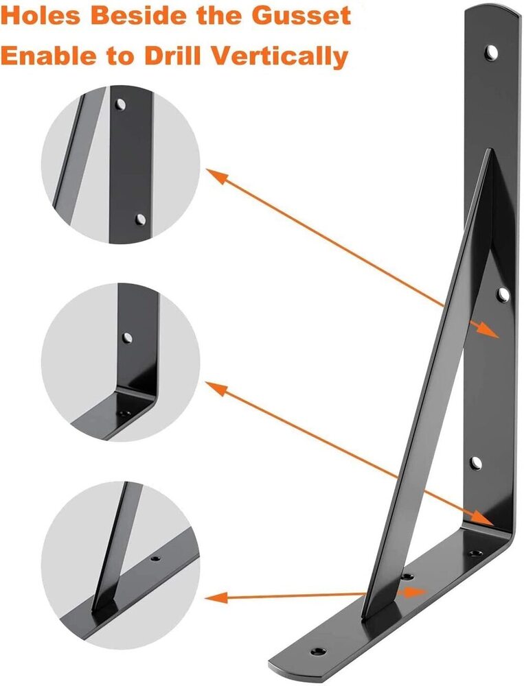Heavy Duty Shelf Bracket - 9 Inch, 12-pack | Wall Mount L Bracket For Floating Shelves, 90 Degree Triangle Design