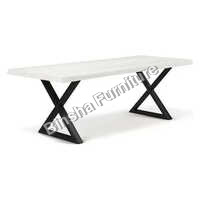 Mild Steel Restaurant Dining Table - Color: White