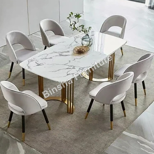 6 Seater Dining Table Set - Color: Gray