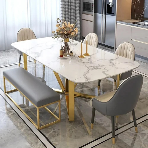 Rectangular 6 Seater Metal Dining Table - Regional Style: Indian Style