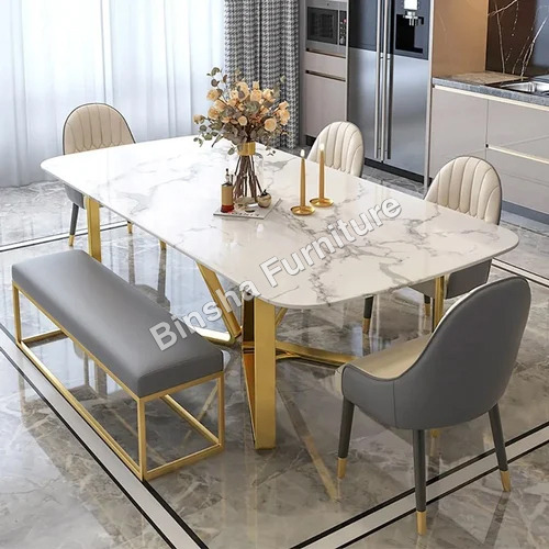 Rectangular 6 Seater Metal Dining Table - Regional Style: Indian Style