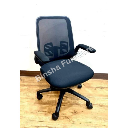 Adjustable Arm Office Mesh Chair - Color: Black