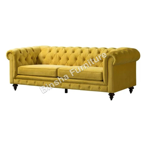 Velvet Chesterfield Sofa - Color: Yellow