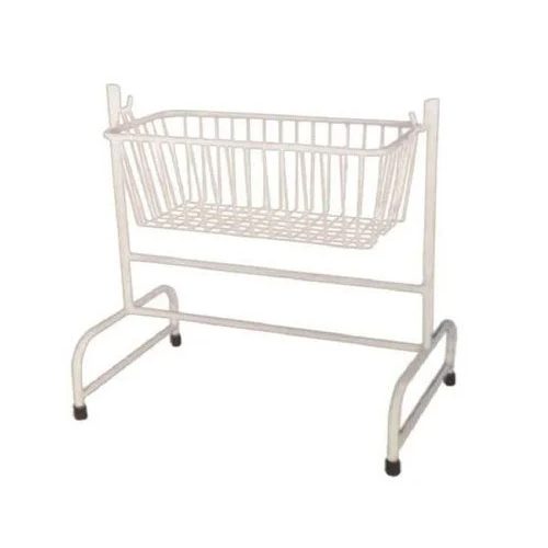 Hospital Baby Cradle - Polished Stainless Steel, Powder Coated White Finish | Rust-Proof, Elegant Design for Safe Newborn Rest