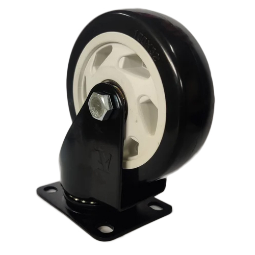 Black Medium Duty Pu Caster Wheel - Finish: Powder Coated