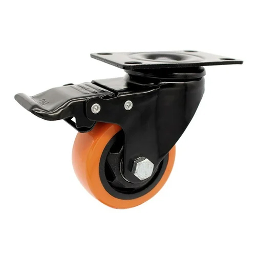 Medium Duty Pu Caster Wheels With Double Ball Bearing - Color: Orange