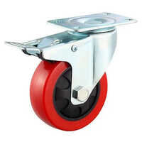 Medium Duty Caster Wheel - Pp Material, 4x1.5 Inch Size, Red Powder-coated Finish | Load Capacity 100-500kg, Ideal For Trolleys And Carts