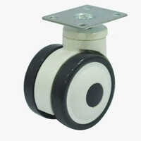 Twin Wheel Caster - High-quality Pu Material, Sizes 75/100/125 Mm, Sleek Black Finish, Load Capacity 75-125 Kg | With Brake For Trolley Or Cart
