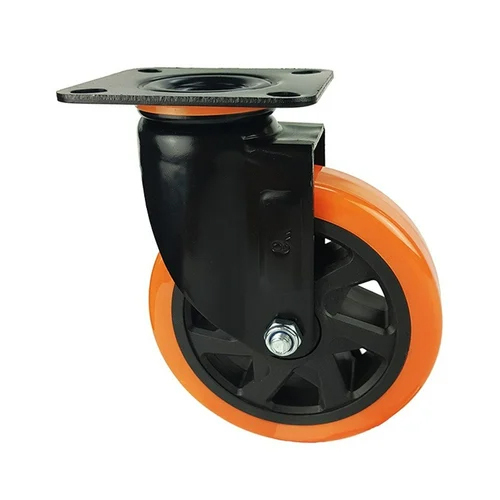 Heavy Duty Pu Wheel With Double Ball Bearing - Color: Orange