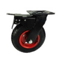 Solid Rubber Trolley Wheel - 6x2 Inch, Black Color | 75-250 Kg Load Capacity, With Brake, Powder Coated Finish, Ideal For Hospital Trolleys, Carts, Furniture, Heavy Industry