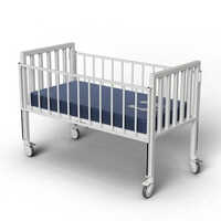 Hospital Pediatric Bed - Mild Steel, 1450 Mm X 650 Mm X 600 Mm , White Color, 4 Castors For Easy Mobility, Non-foldable Design