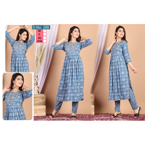 Blue Printed Naira Kurti Palazzo Set