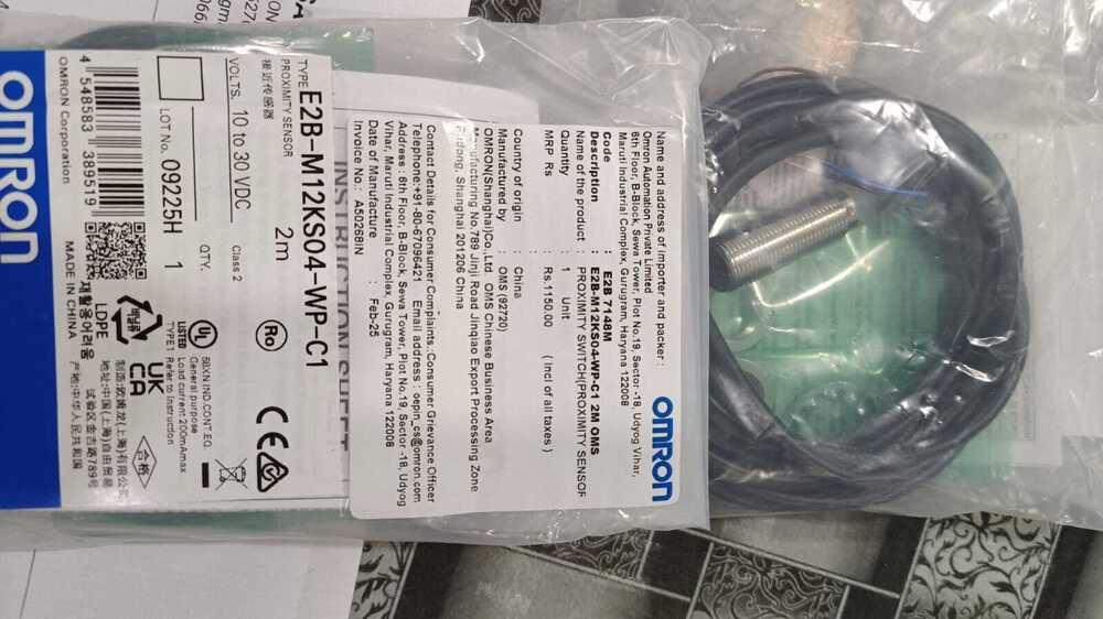 OMRON PROXIMITY SENSOR 10 TO 30VDC, E2B-M12KS04-WP-C1 2M, 12MM DIA, SD 4MM, NPN NO
