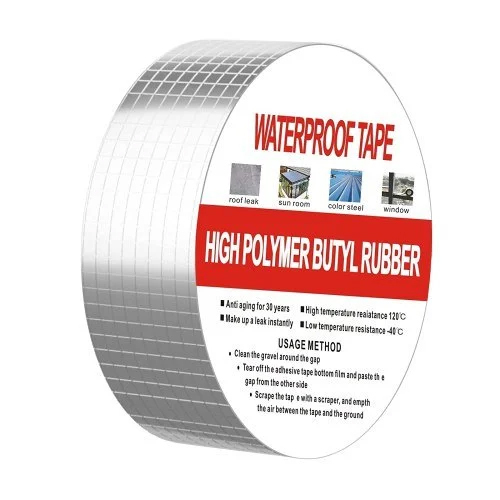 Waterproof Aluminium Rubber Tape - Color: Silver