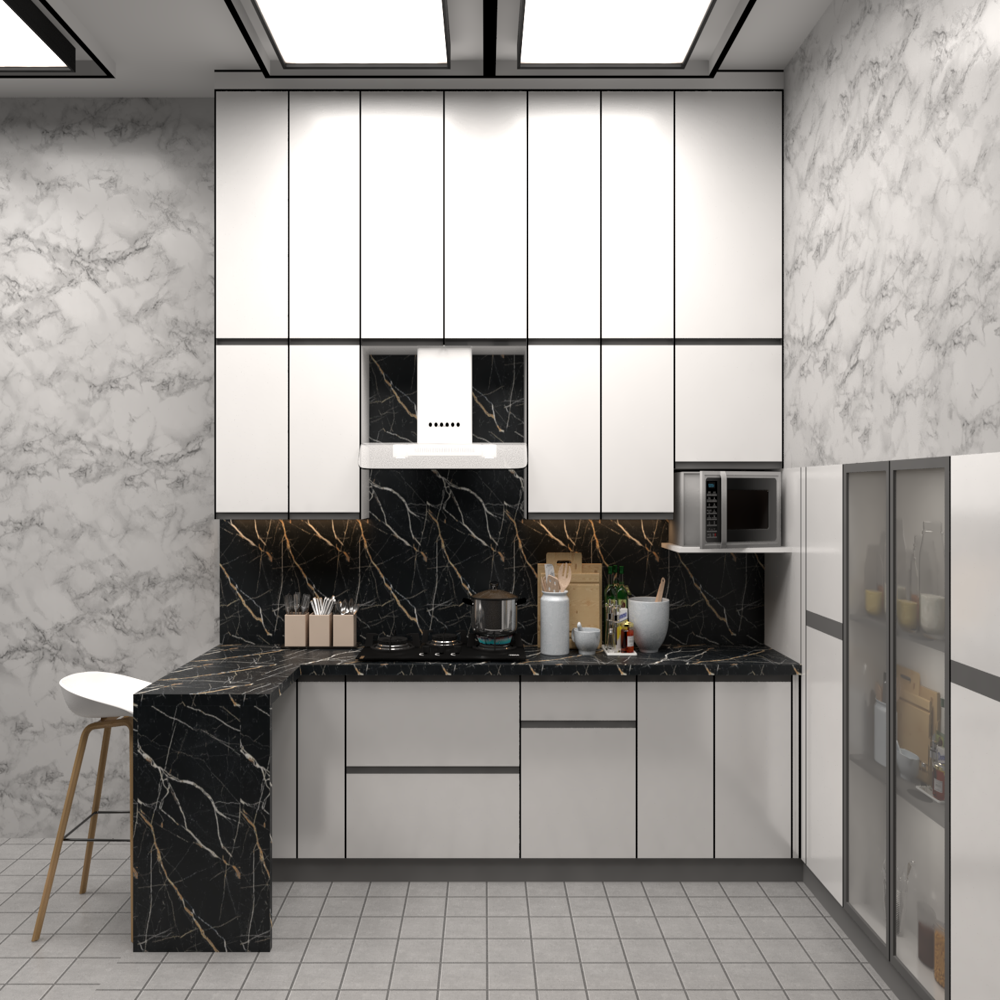 Spacious Modular Kitchen Cabinet Design - Brand Name: Jindal Steel