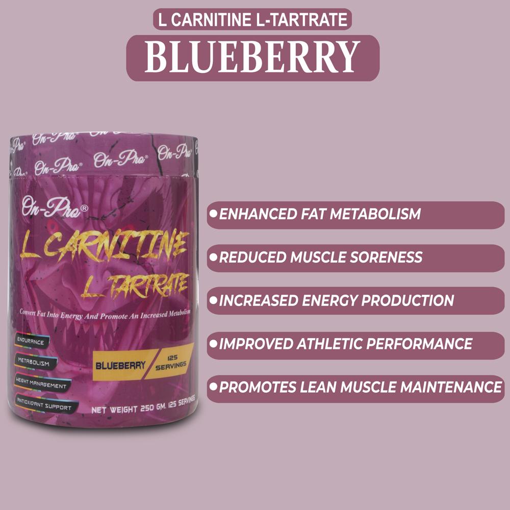 L-carnitine L-tartrate - Blueberry Flavor Powder | Supports Energy Production, Enhances Athletic Performance, Reduces Muscle Soreness, Promotes Fat Metabolism, Aids Recovery