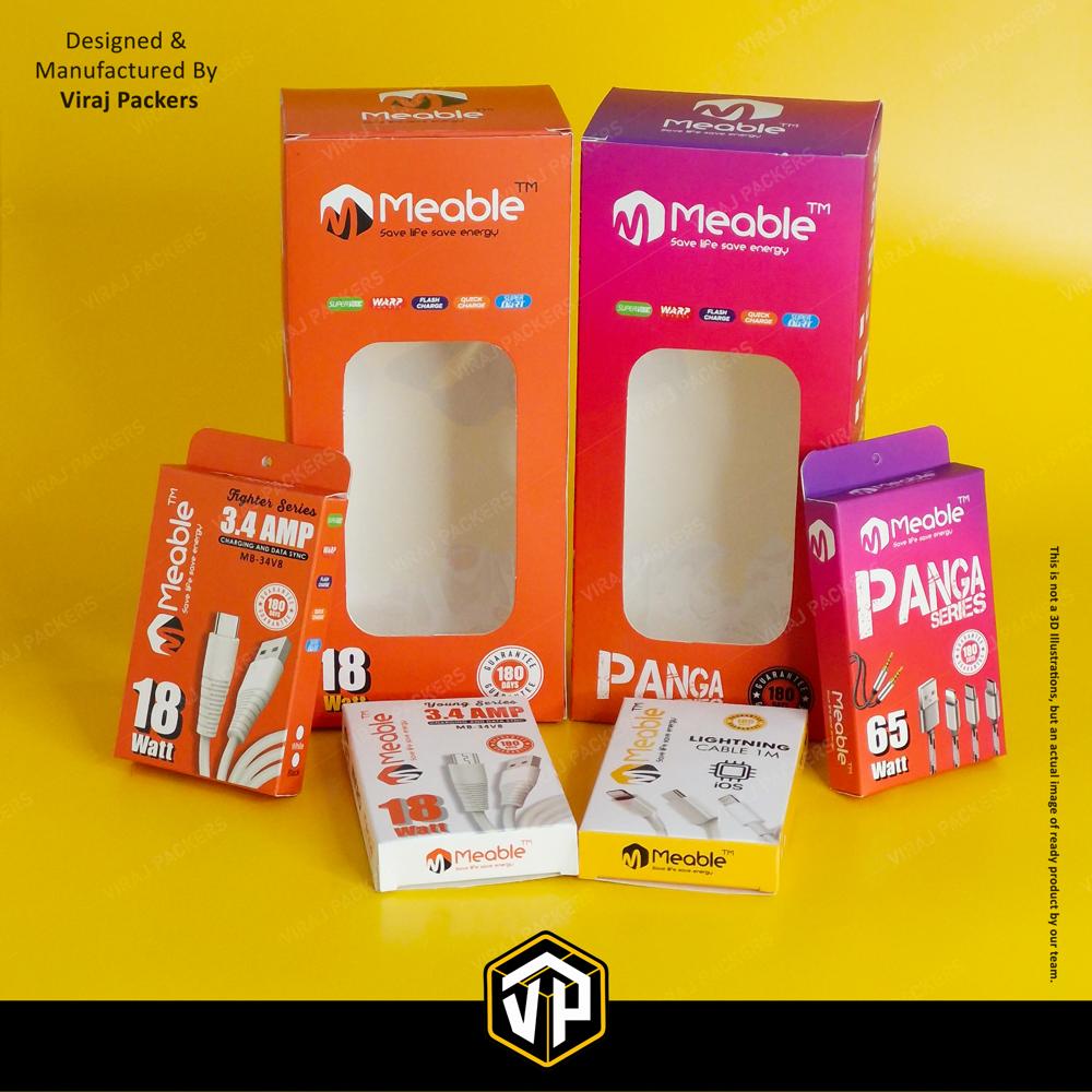 Customize Data Cable Packaging Boxes - Finishing: Glossy Lamination