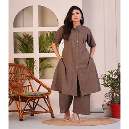 Premium Katha Fine Cotton - Cotton, Sizes L, M, XL, XXL, Color: Brown | Washable, Ethnic Indian Design, Suitable for Women