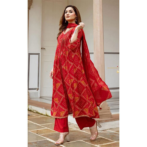 Red Cotton Suit With Intricate Embroidery - Ethnic Region: Indian