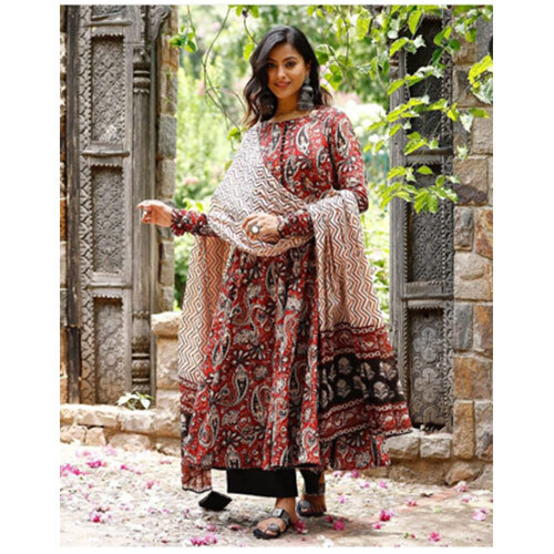 Cotton Kurti With Matching Pants And Dupatta - Ethnic Region: Indian