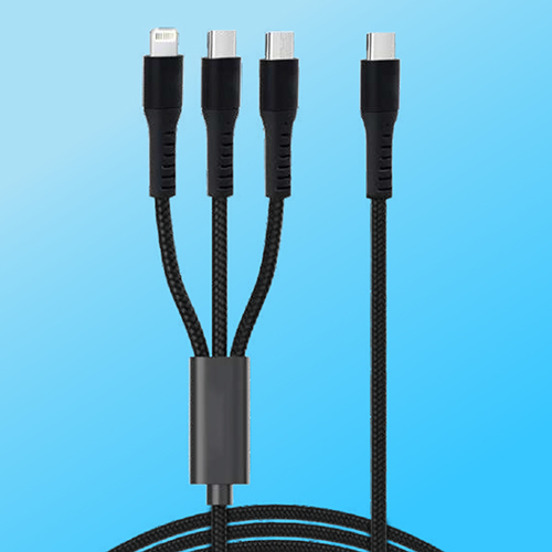 Type C 3 In 1 Fast Charging Cable - PVC Material, Versatile Connectors, Multi-Device Compatibility | Fast Charging, Six-Month Warranty, Color Options