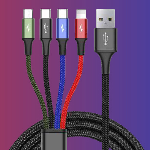 SPS026 4 In 1 Fast Charging Cable - PVC Material, Compatible with Android Devices, Available in Multiple Colors, 6-Month Warranty
