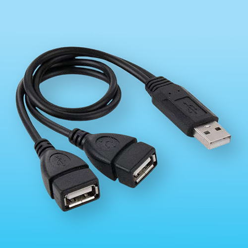 USB Male To Dual Female USB PVC Cable - PVC Material, Compact Design , Compatible With Android, 6-Month Warranty, Easy Data Transfer